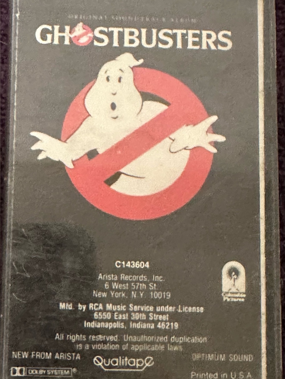 Ghostbusters Original Soundtrack cassette tape vintage rare 1984  80’s
